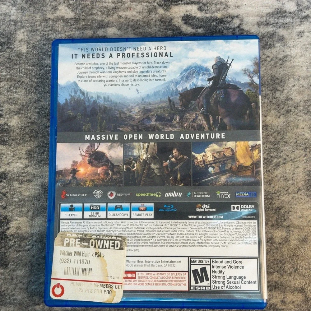 The Witcher 3 Wild Hunt PS4 PlayStation 4 CD Projekt Red Open World RPG